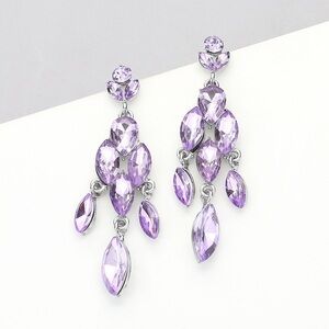 Marquise Stone Cluster Embellished Dangle Evening Statement Earrings